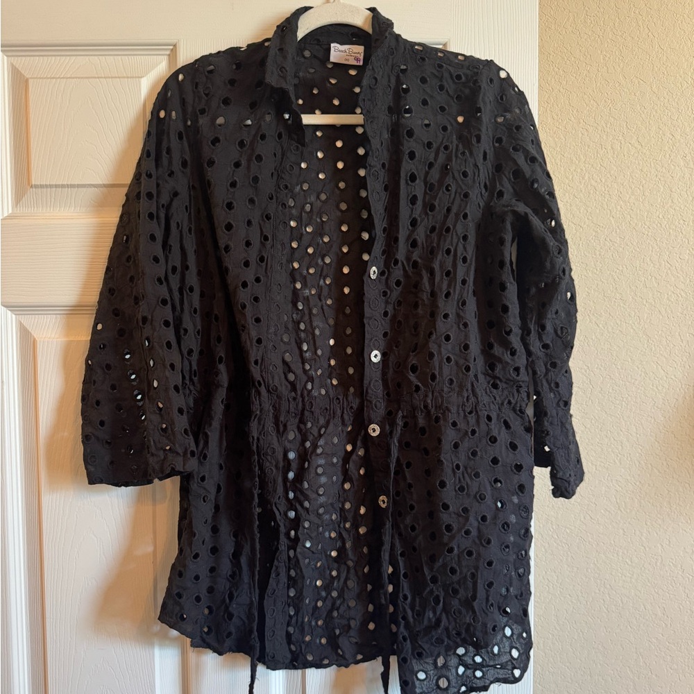 Beach Bunny Black Eyelet Button Down Shirt